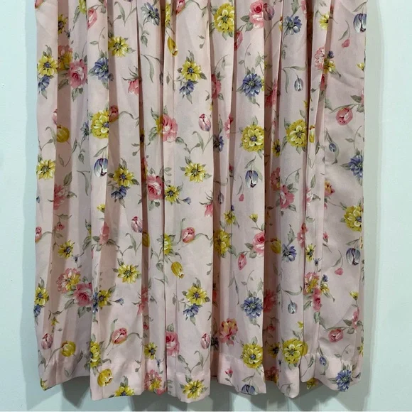 Susan Bristol New Traditions Made In USA Pleated Floral Pink Midi Skirt Size XL - Picture 4 of 8
